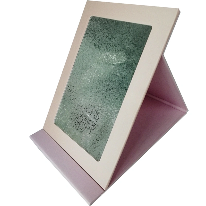china factory custom pink paper frame square 3 folding mirror