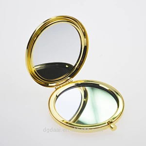 wholesale fashion gloden crystal folding round double sides foldable metal compact mirror for women