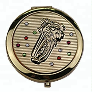 business gifts custom zinc alloy pattern gold plated vanity makeup mirror