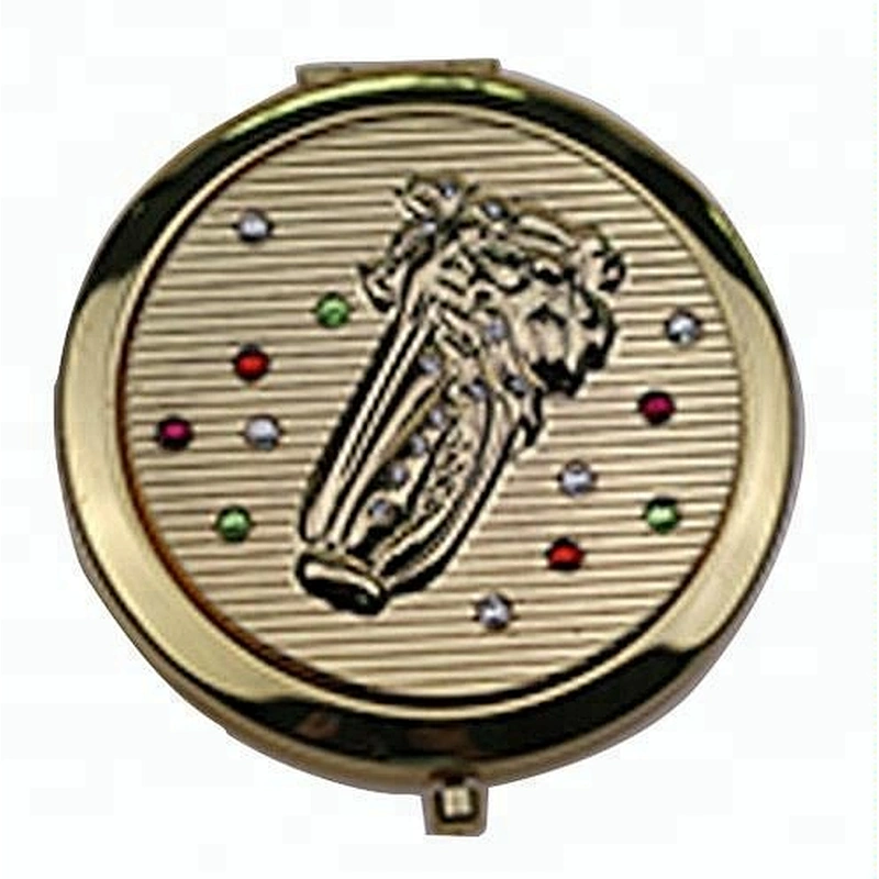 business gifts custom zinc alloy pattern gold plated vanity makeup mirror