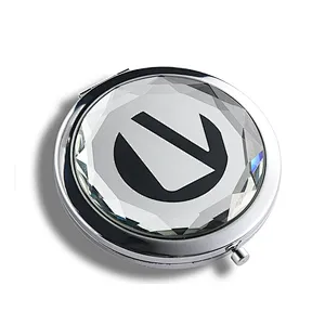 Private Label Glass Diamond Cute Unique Crystal Gold Golden Cosmetic Pocket  Mirrors