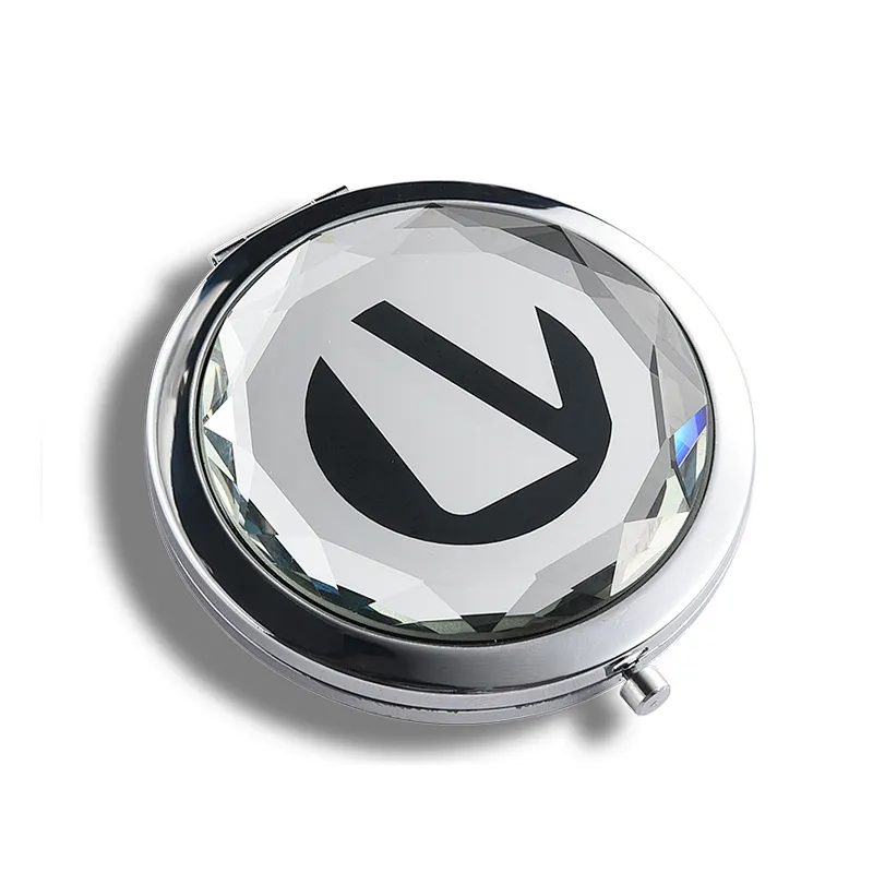 Private Label Glass Diamond Cute Unique Crystal Gold Golden Cosmetic Pocket  Mirrors