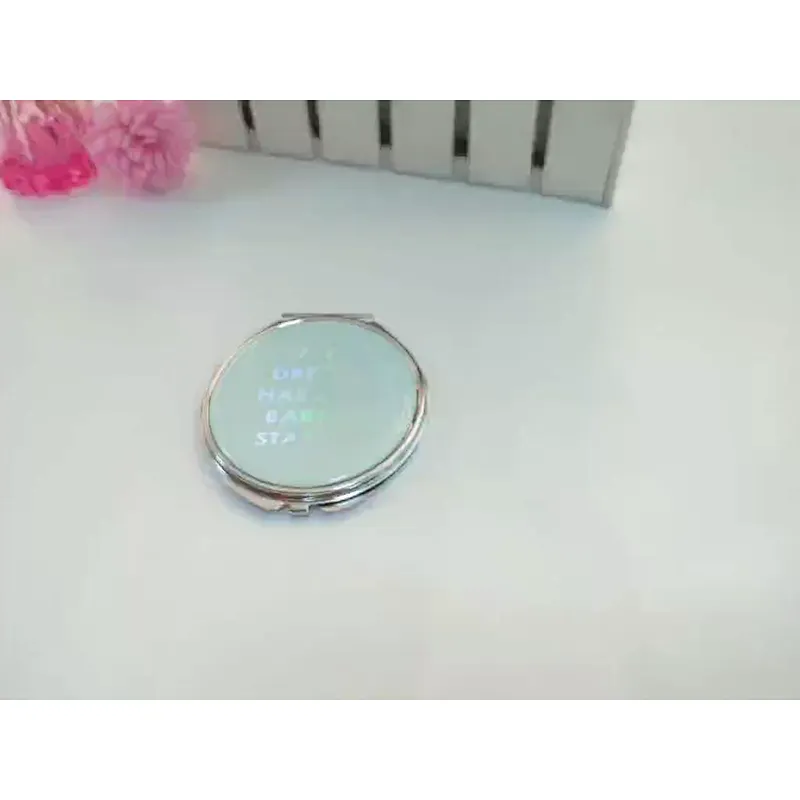 Fashion cosmetic metal mirror with epoxy sticker for custom desgin