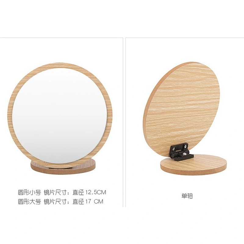 90 Degree Simple Folding Rectangle Oval Makeup Wooden Mirror