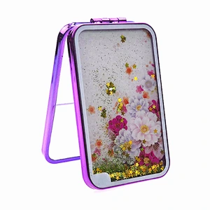 Square purple plastic custom wholesale cosmetic mirror