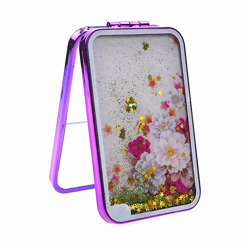 Square purple plastic custom wholesale cosmetic mirror