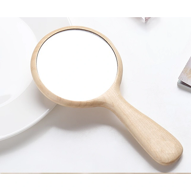 Handle mirror health Mini wooden make up mirror