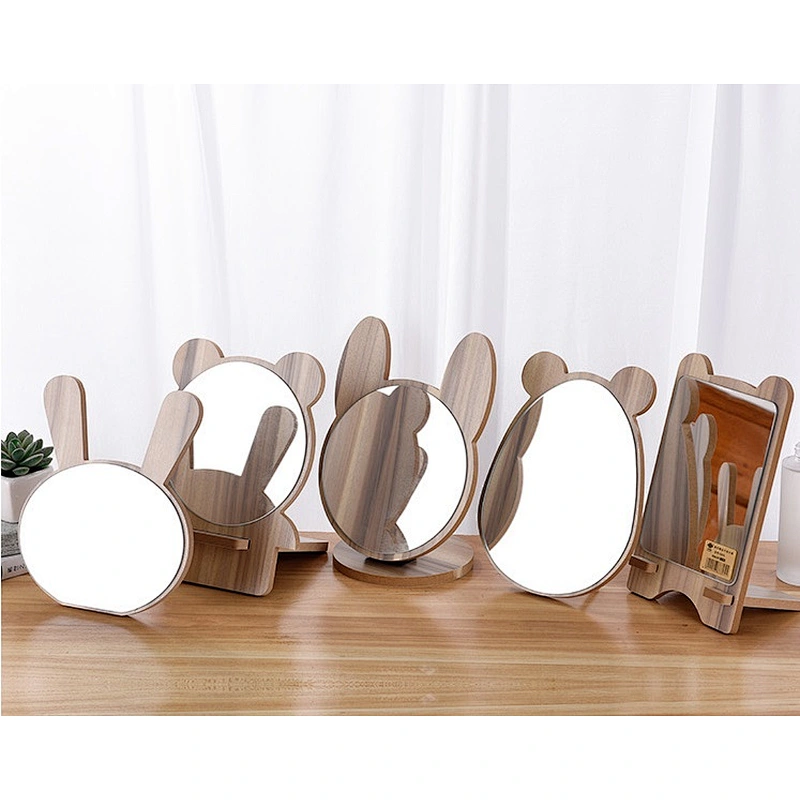 Modern Style Desktop Red wood Mdf Cheap Makeup Cosmetic Mirrors