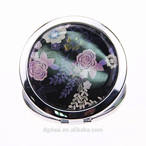 new design bling custom promotional ladies colorful cosmetic makeup mirror round metal compact mirror