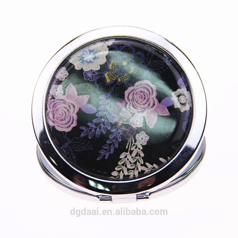 new design bling custom promotional ladies colorful cosmetic makeup mirror round metal compact mirror