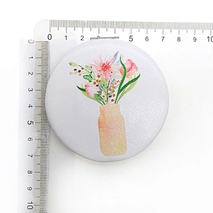 china factory personalized logo round double sided leather plastic frame compact mirror with Japan OLC audit