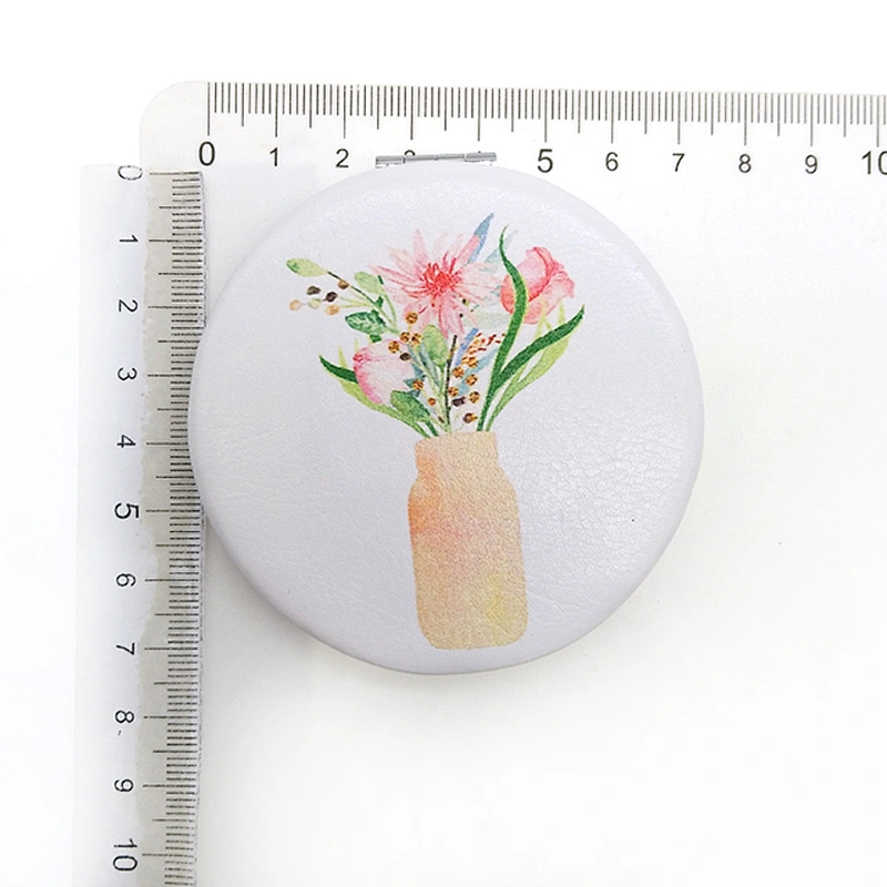 china factory personalized logo round double sided leather plastic frame compact mirror with Japan OLC audit