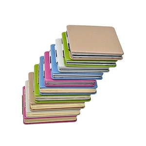 Customize pu leather portable purse size square pocket mirror