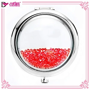 Wholesale round metal crystal beautiful makeup mirror