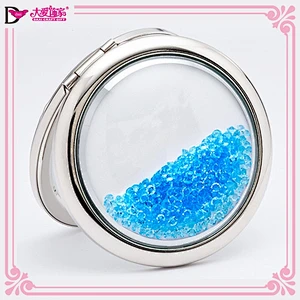 Wholesale round metal crystal beautiful makeup mirror