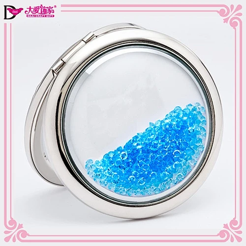 Wholesale round metal crystal beautiful makeup mirror