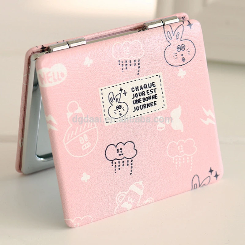 New design and fresh style pu leather cosmetic mirror