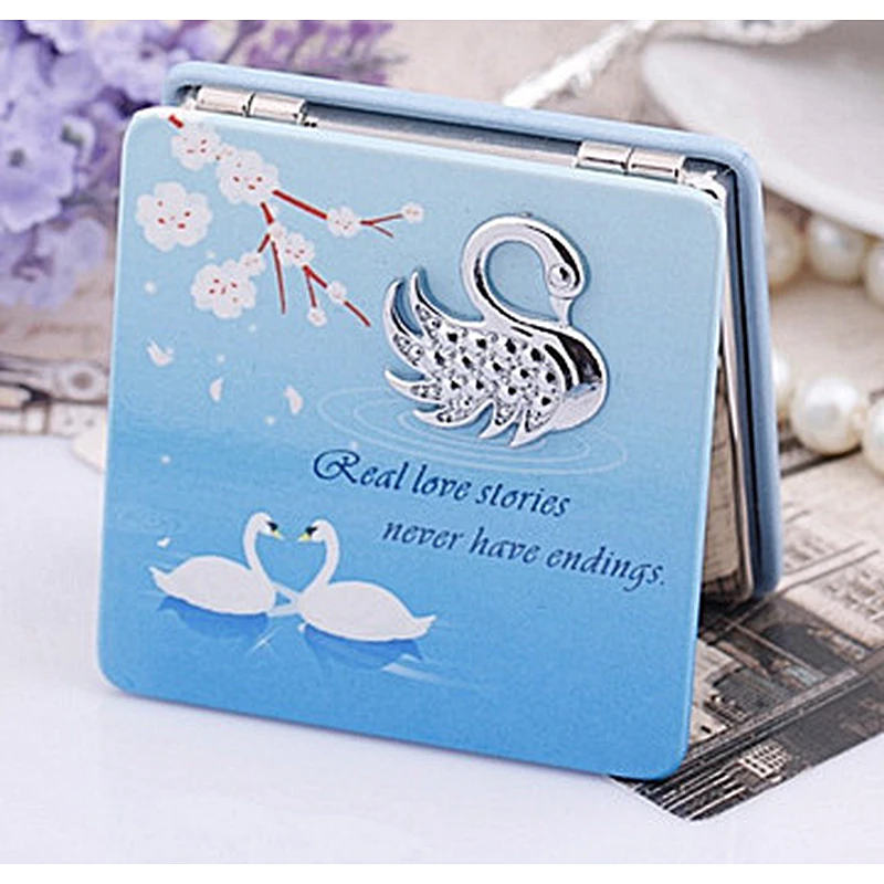 High-end gift small mirror cosmetic mirror with swan