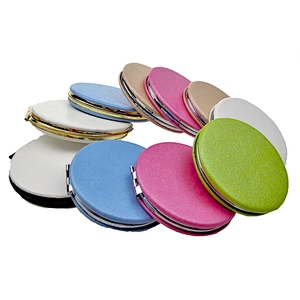 Dongguan wholesale pu cover leather plastic portable mirror