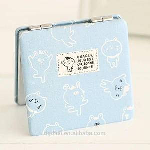 Portable travel mirror compact Square PU cosmetic mirror portable folding cheap custom makeup mirror