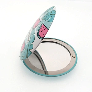 Dongguan factory wholesales round double sided  folding  advertising portable mirror with plastic frame