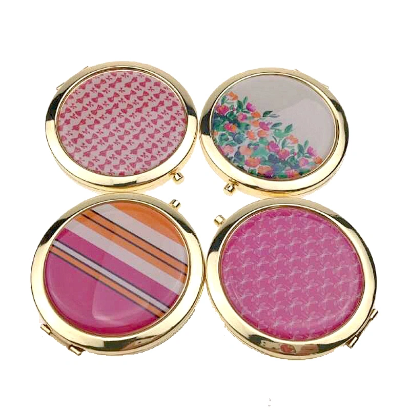 Promotional metal small pocket cosmetics folding silver makeup mirror