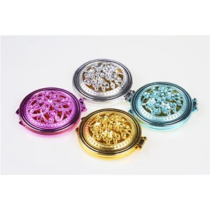 Factory made iron round silver gold plated wholese compact mirror