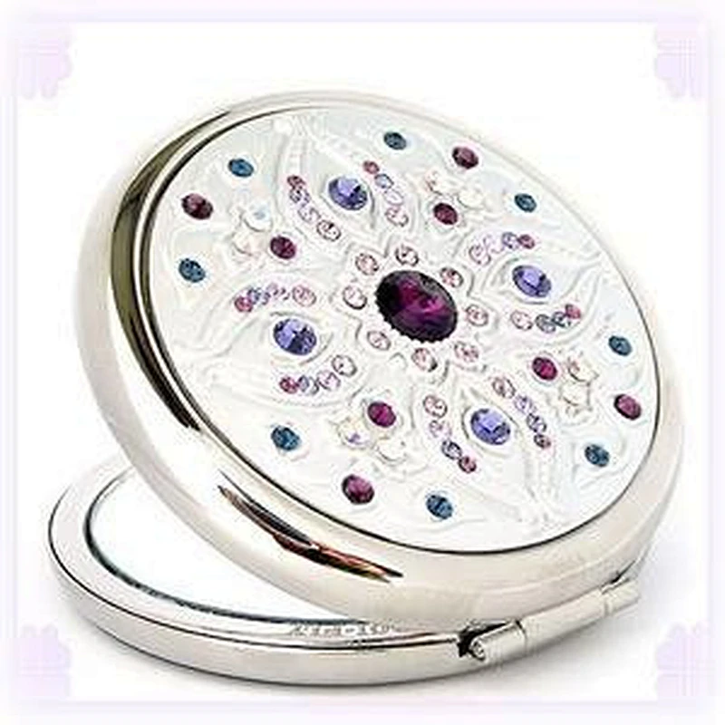 Wholesale mirror double sides makeup mirror with diamond