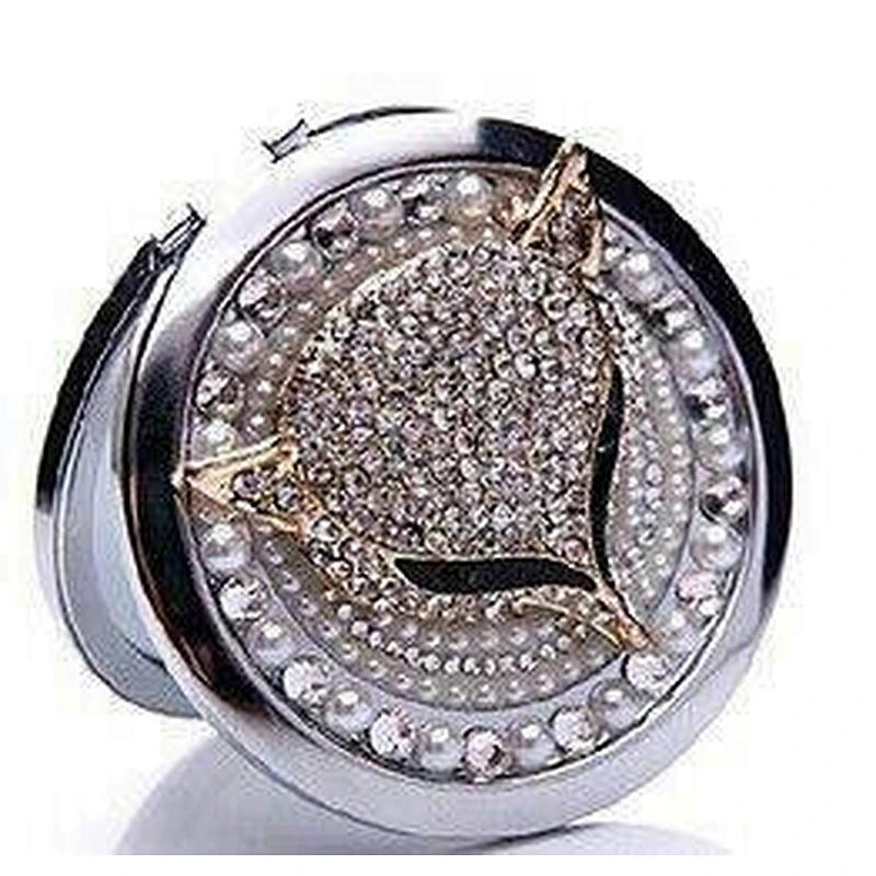 70mm iron round animal design fox wholesale compact mirror