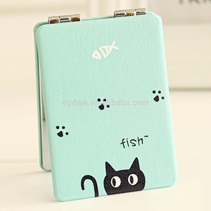New design and fresh style pu leather cosmetic mirror