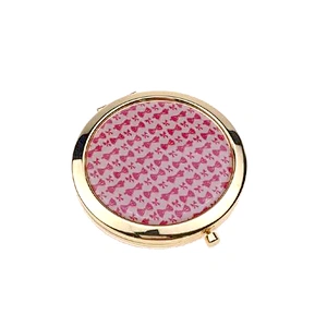 Promotional metal small pocket cosmetics folding silver makeup mirror