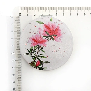 Dongguan factory custom round double sided flower pattern plastic frame pocket mirror for lady gift