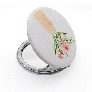 china factory personalized logo round double sided leather plastic frame compact mirror with Japan OLC audit