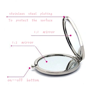 Cheap promotion metal epoxy round metal pocket mirror
