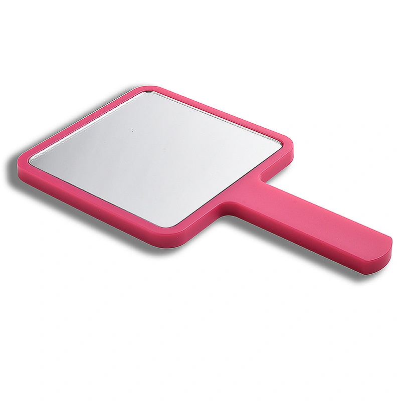 Handheld Plastic ABS Beauty Salon Handle Hand Held Mirror Portable Square Big Cosmetic Mirror