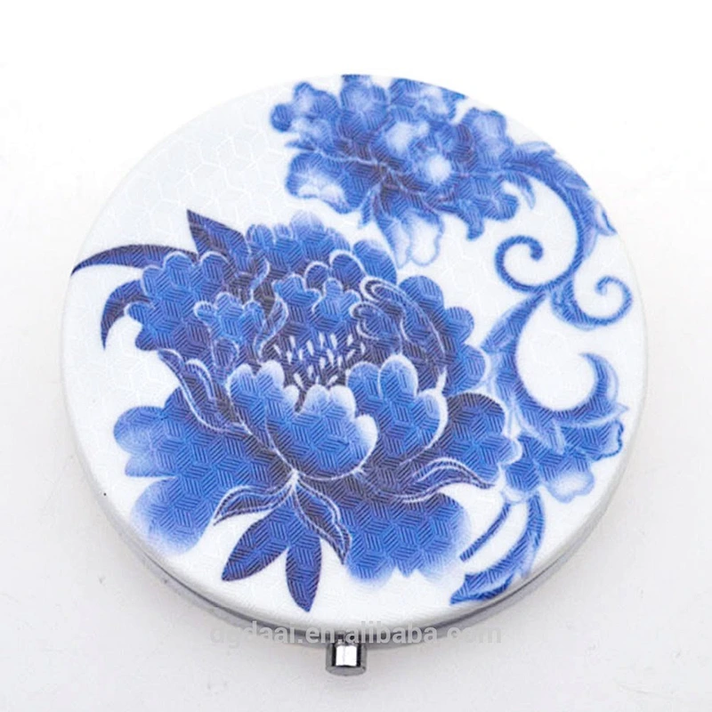 Make up mirror round plastic cosmetic mirror portable folding cheap custom makeup mirror