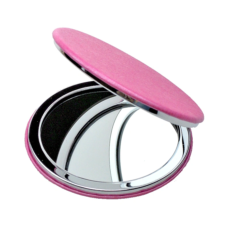 Dongguan wholesale pu cover leather plastic portable mirror