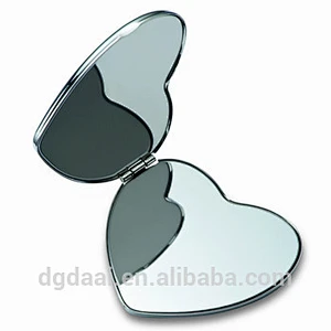PU leather portable foldable heart shape cosmetic mirror makeup mirror