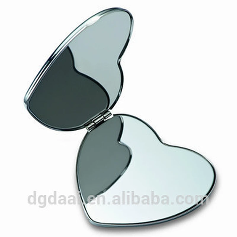 PU leather portable foldable heart shape cosmetic mirror makeup mirror
