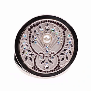 bling bling custom jewelry Custom promotional ladies cosmetic makeup mirror round metal bling compact mirror crystal  compact