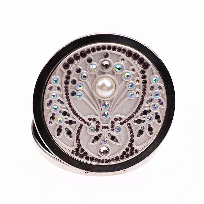 bling bling custom jewelry Custom promotional ladies cosmetic makeup mirror round metal bling compact mirror crystal  compact