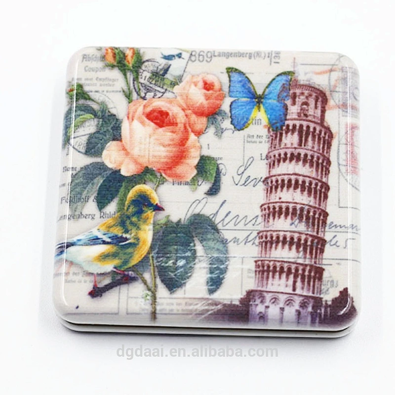 Custom mirror compact Square plastic cosmetic mirror portable folding cheap custom makeup mirror