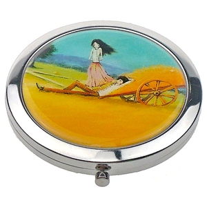 Cheap promotion metal epoxy round metal pocket mirror