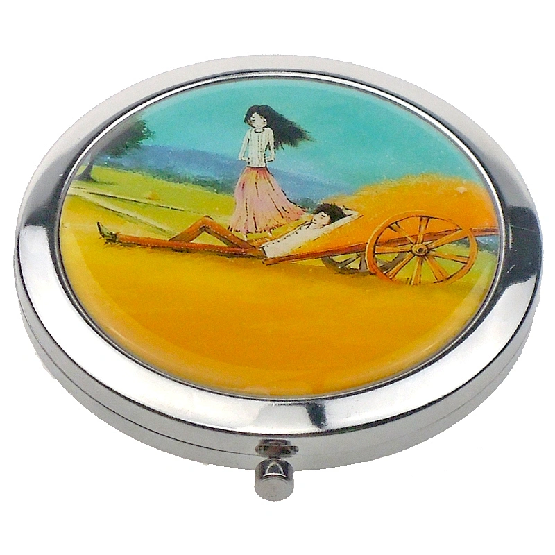 Cheap promotion metal epoxy round metal pocket mirror