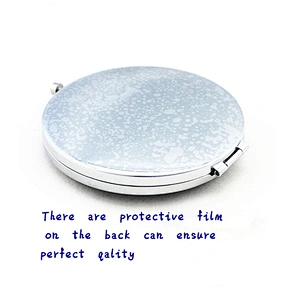 Small round customized logo purse size hand held mirror
