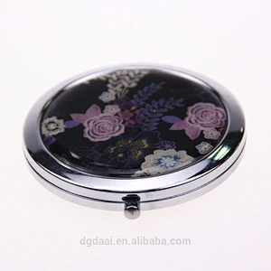 new design bling custom promotional ladies colorful cosmetic makeup mirror round metal compact mirror