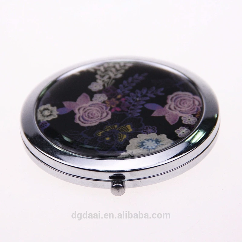 new design bling custom promotional ladies colorful cosmetic makeup mirror round metal compact mirror