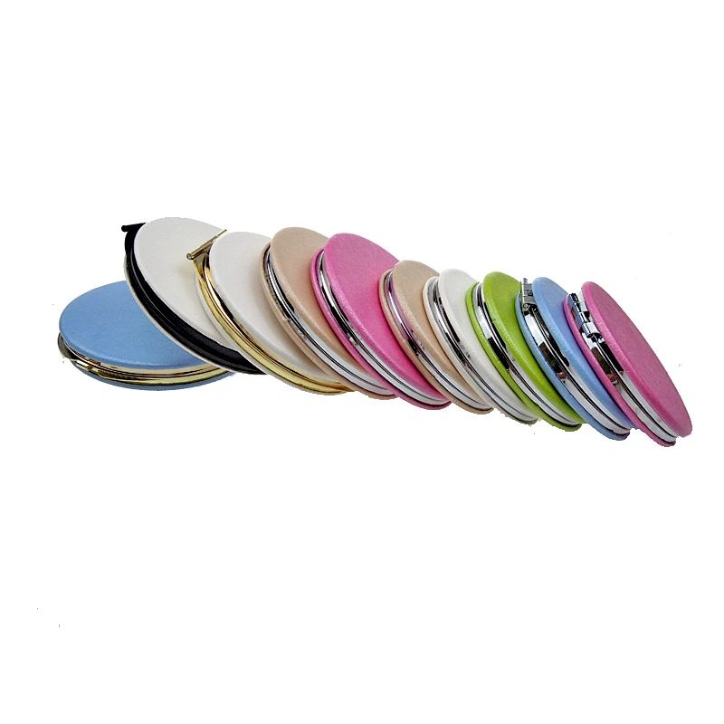 Dongguan wholesale pu cover leather plastic portable mirror