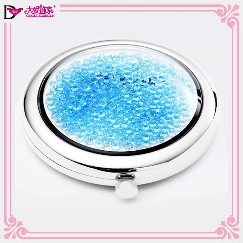 Wholesale round metal crystal beautiful makeup mirror