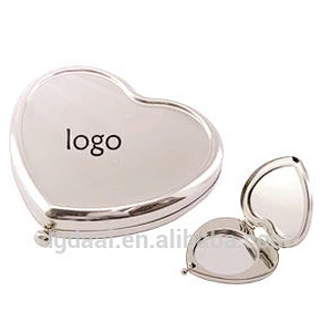 Newly heart shape compact mirror romantic comestic mirror with logo